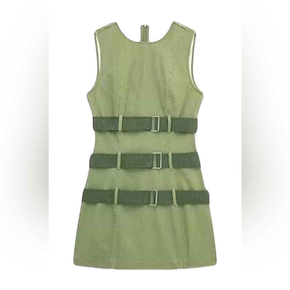 Zara khaki buckle dress